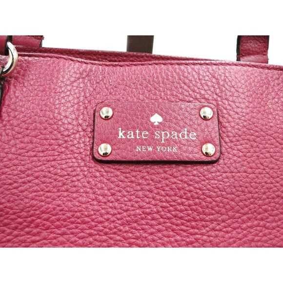Kate Spade New York Laptop Tote Shoulder Bag Magenta Leather 13L x14 H x 4.5 W" - Picture 2 of 16